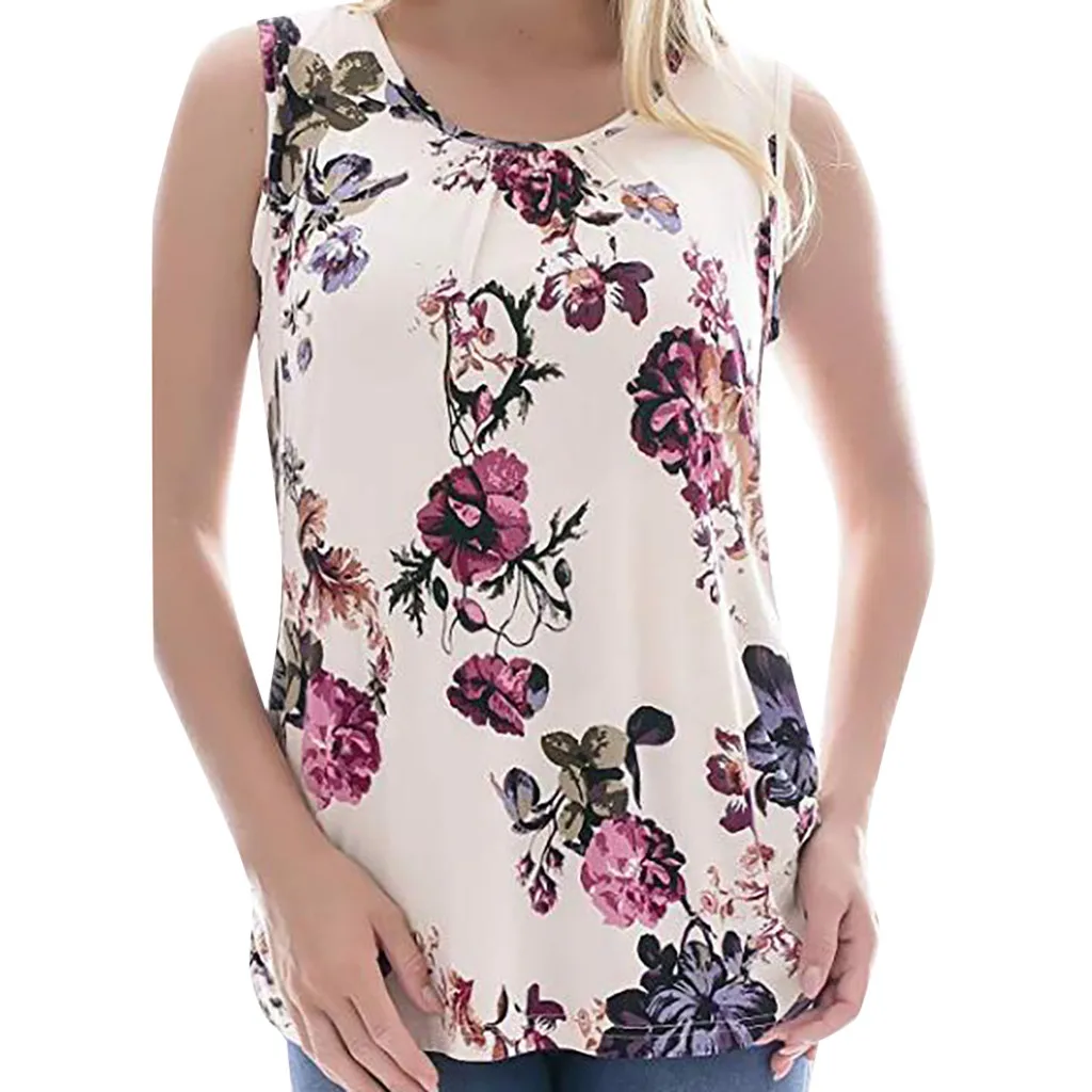 Женский топ для беременных с цветочным принтом без рукавов удобная одежда