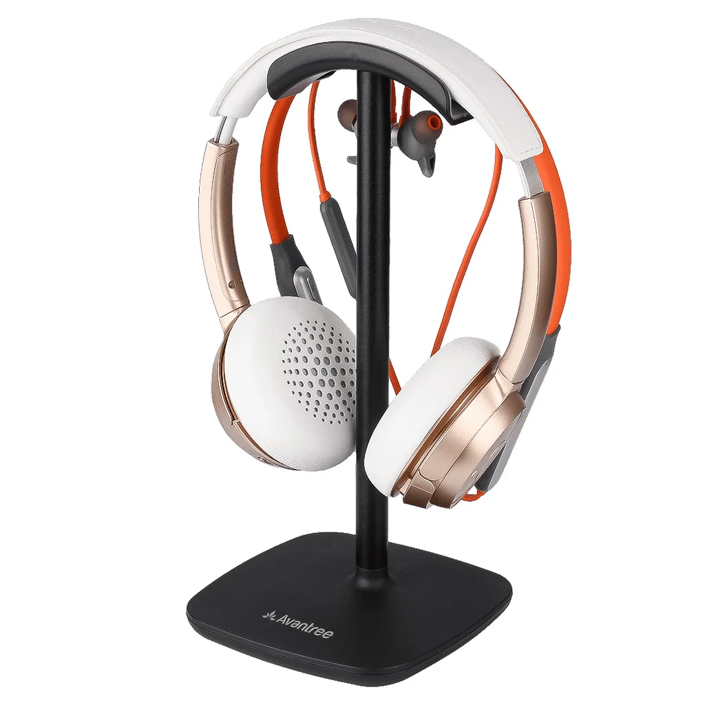 

Avantree HS910 Sturdy & Lightweight Stand Stores Two (2) Gaming, Audio, or TV Wired Earbuds or Headphones，Hook Holder on Desk