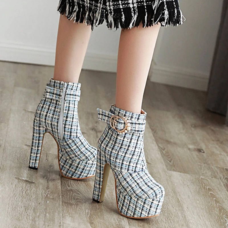 Rimocy/женские ботильоны на массивной платформе модная женская обувь квадратном