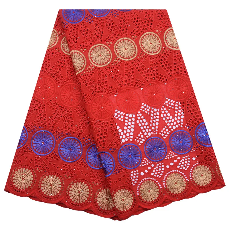 Красная хлопковая кружевная ткань французское кружево с каменной вышивкой