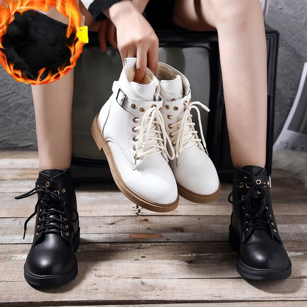 

Plus velvet short women boots Martin boots female boots sponge cake tying flat with women shoes tide shoes warm snow