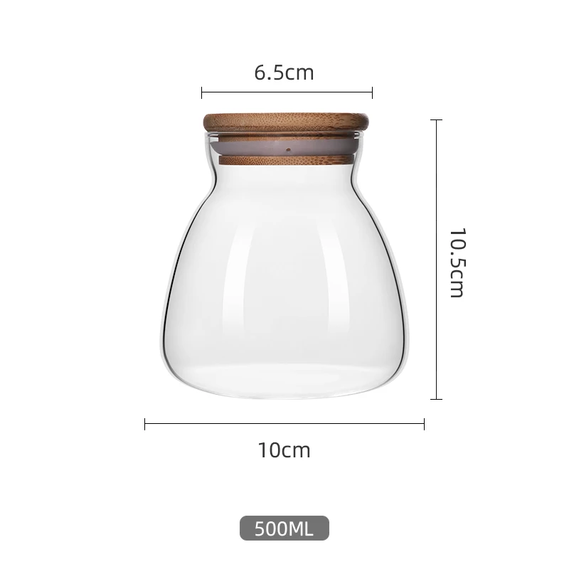 500 мл маленькие Стекло банку с бамбуковой крышкой крышка Органайзер контейнеры