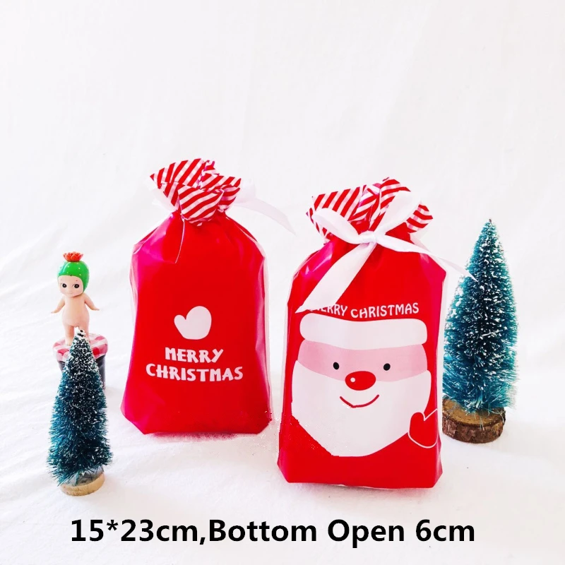 Red 15x23cm 5/10 шт. Веселый Рождественский подарок сумки с рождественскими конфетами, шоколадное печенье сумки Санта Клаус елка Упакованные мешоки с год - Цвет: Red 15x23cm