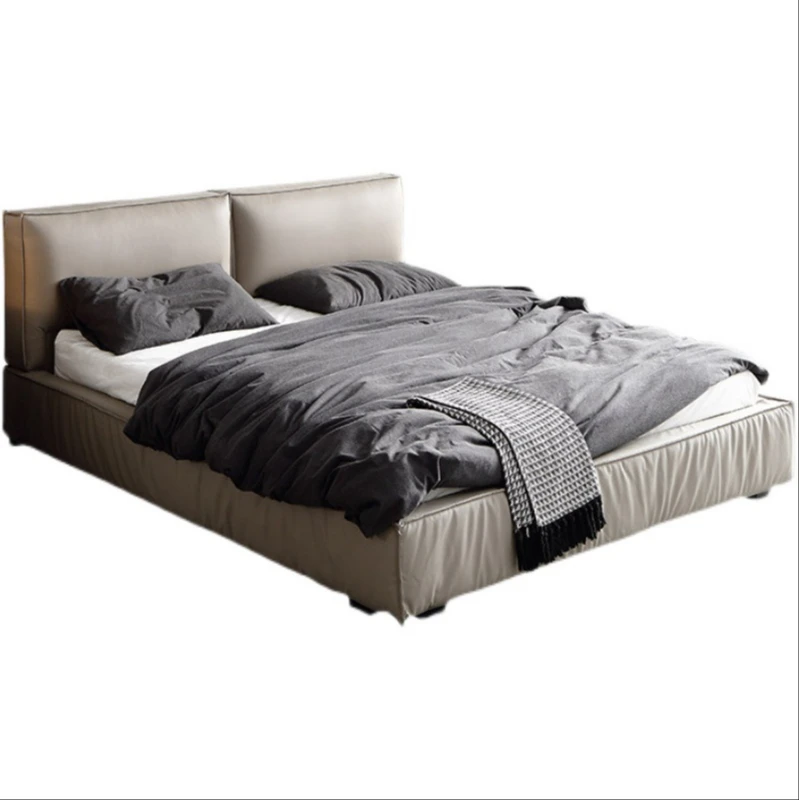 

Кровать маленькая семейного типа итальянсветильник Роскошная 1,8 с давлением воздуха двойная кровать Главная спальня нордическая кожаная к...