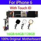 Оригинальная разблокированная материнская плата для iphone 6 сбез Touch ID 16 Гб 64 Гб iphone6 с полными ЧИПАМИ IOS системная логическая плата Бесплатный icloud