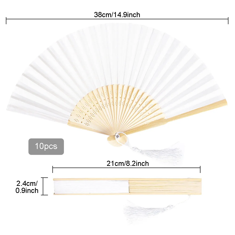 

Silk Cloth Fan with A Tassel Favour Handheld Fan for Wedding Party Party Decor High-quality Wooden Fan Suitable For Gifts