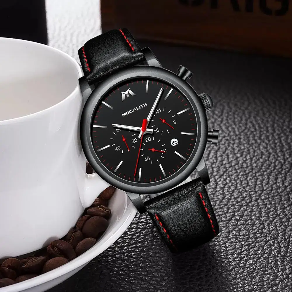 Мужские часы MEGALITH спортивные водонепроницаемые светящиеся кварцевые наручные