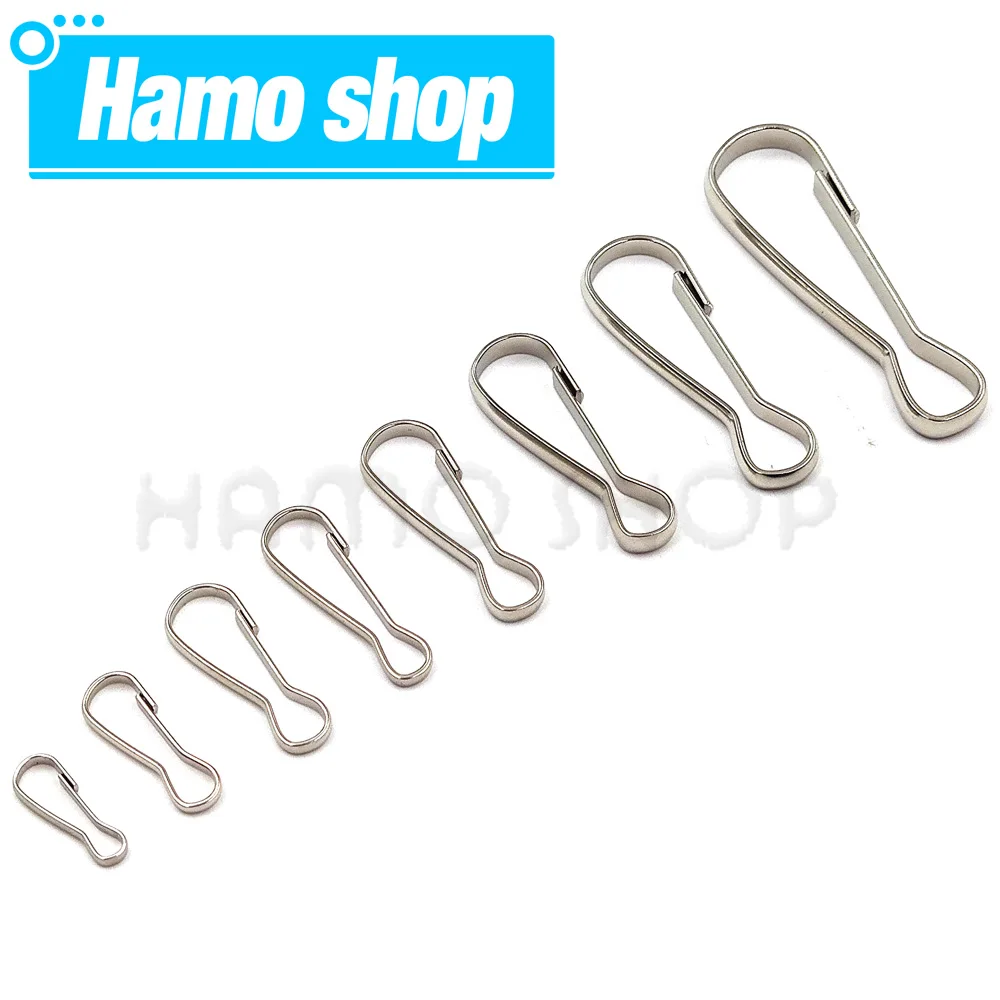 

50P Stainless Steel Snap Spring Clip Hooks Buckle Zipper Pull For Purse Zipper Pull Lanyards Paracord Keychain Keyring Accessory
