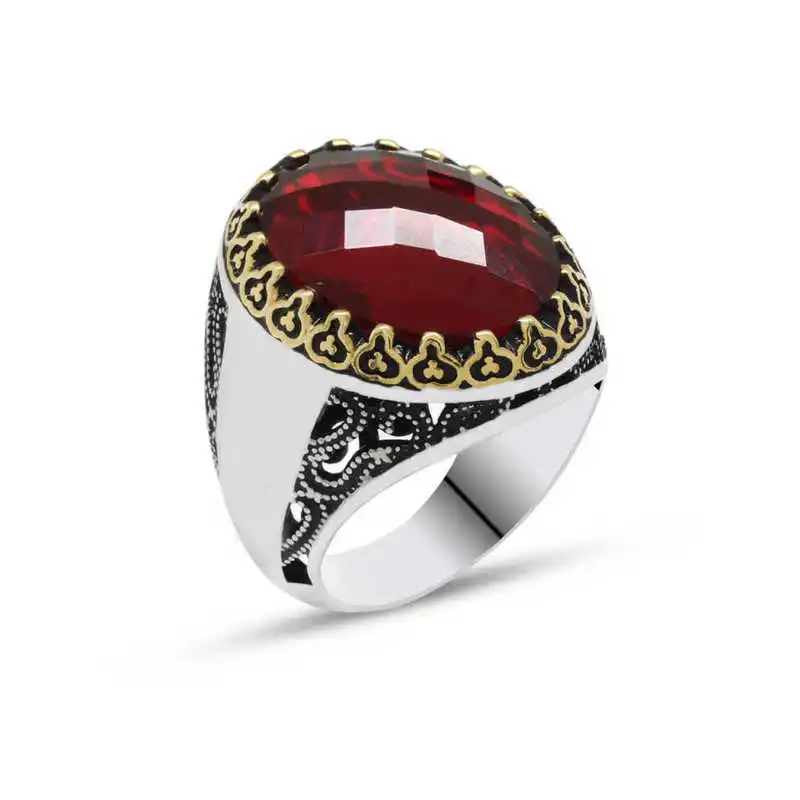 

Серебряный Красный Камень Циркон мужские кольца