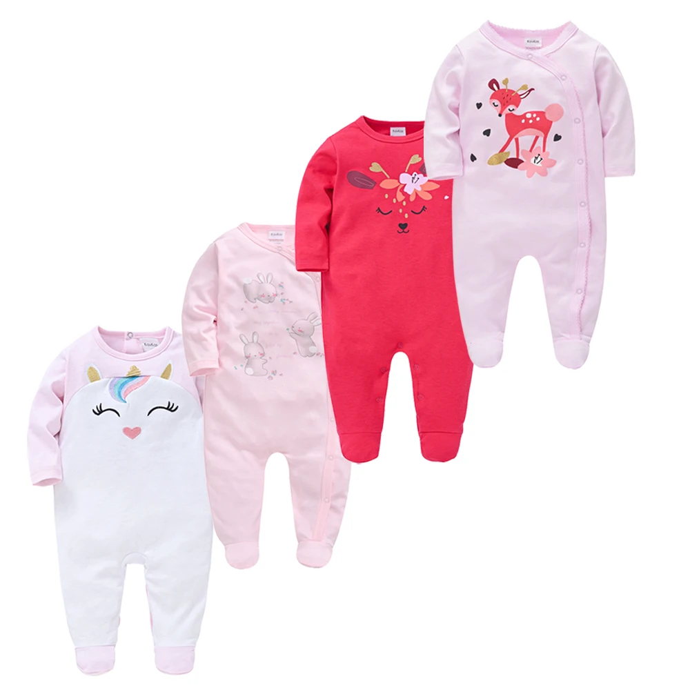 

Kavkas baby girl rompers roupa de bebe 3 4 pcs/lot cotton cartoon print clothes autumn Newborn boy girl Pajamas Overalls