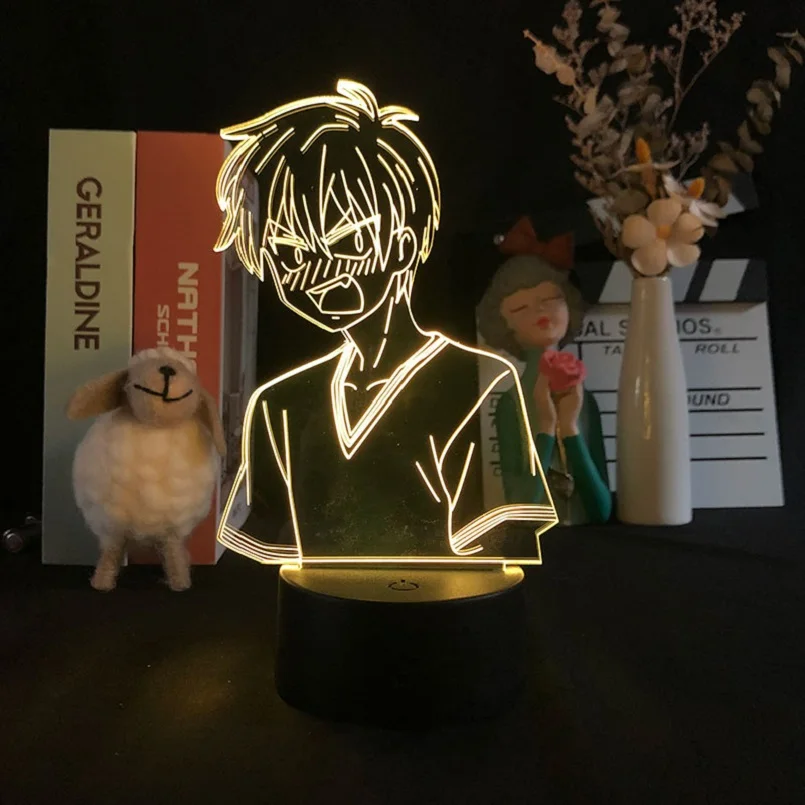 

Acrylic LED 3D Night Light Fruits Basket Kyo Sohma Anime Desk Lamp Teenager's Room Atmosphere Nightlight RGB Color Lava Base