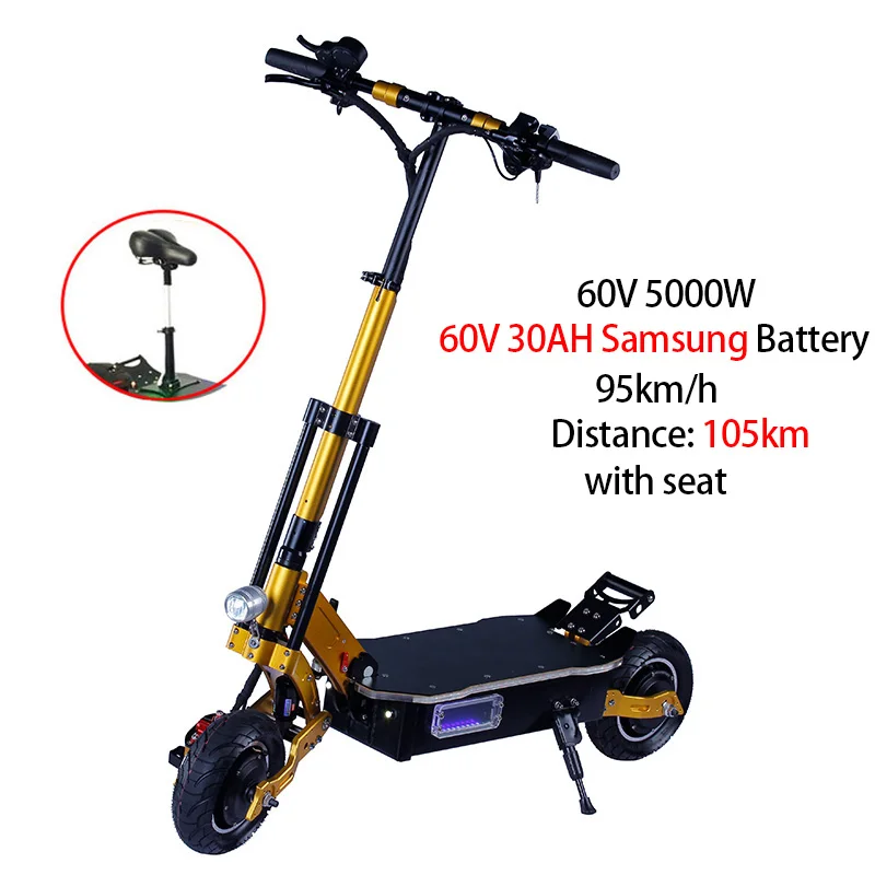 SAMSUNG 60V 30AH 5000 Вт 95KMH высокоскоростной Электрический скутер samsung Аккумулятор складной для взрослых с сиденьем Электрический 2 мотор внедорожный мощный Ховерборд - Цвет: SAMSUNG 60V 30AH