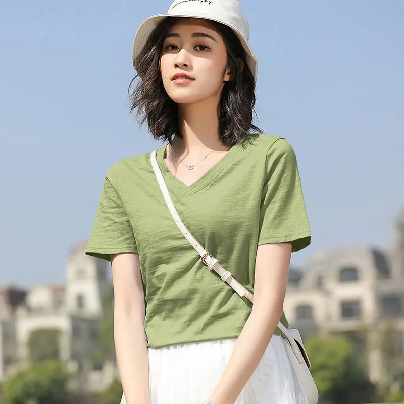 

FashionLogo Printing T Shirts Women's brown Short Sleeve Fashion 100% cotton Female red T-Shirts