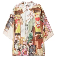 men women fashion loose japanese traditional cardigan jacket vintage summer beach shirt yukata blouse haori obi asian clothes