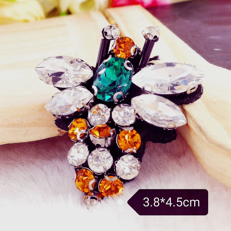 Ручная работа стразы нашивки с бисером пчелы крутая Мода пришитые на кристалл