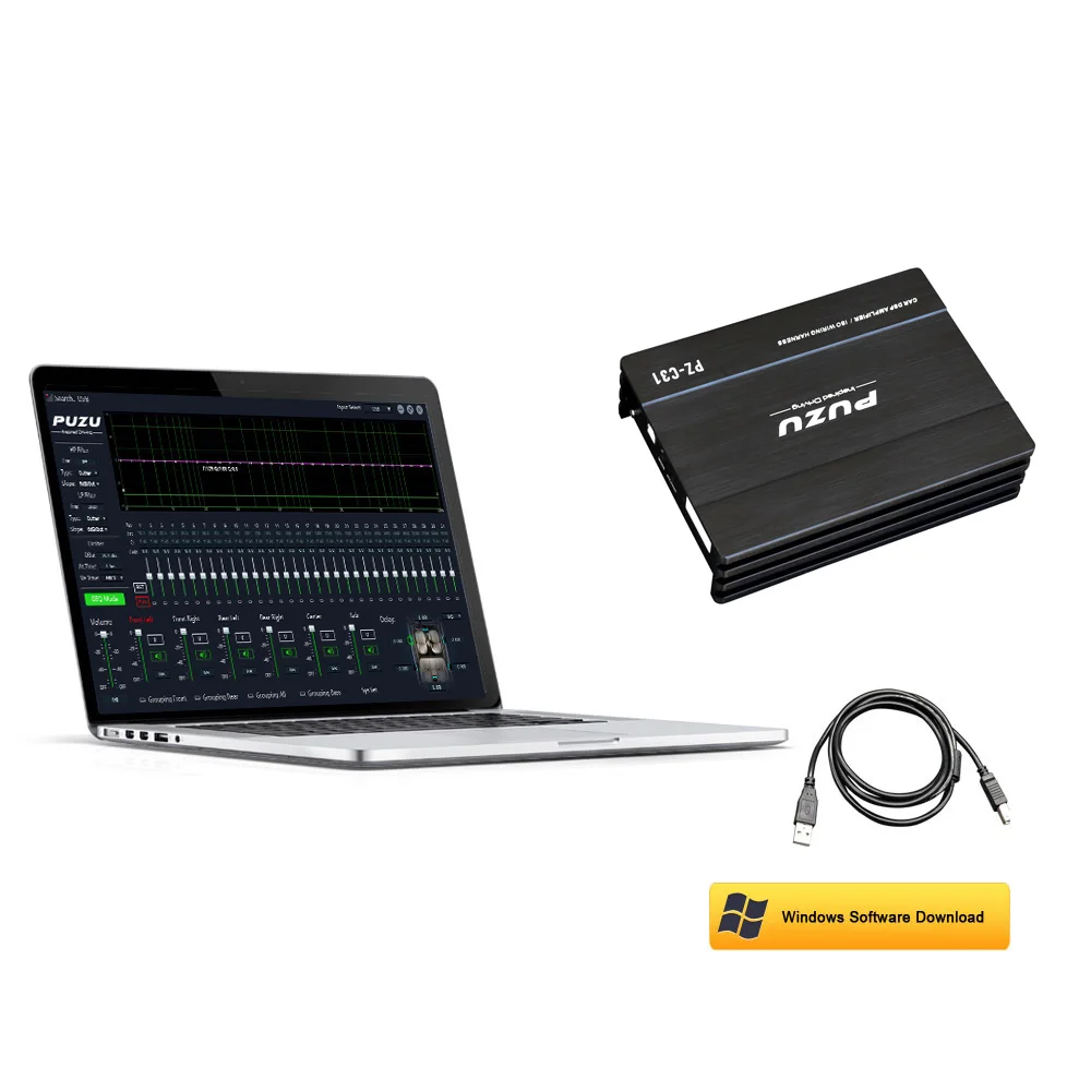 $176.41 PUZU ISO wiring harness cable Car DSP Amplifier 4X150W support PC tool 31 EQ android APP bluetooth lossless USB music