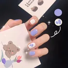 Накладные ногти средней длины, 24 шт., накладные ногти с полным покрытием, носимые акриловые ногти с клеем для девочек