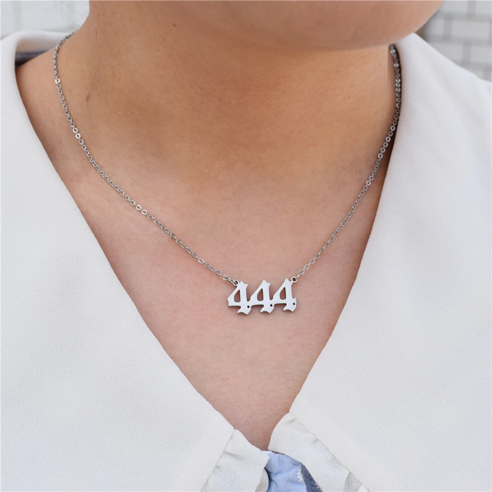 

Gothic Angel Number 777 Necklace For Women For Girl Stainless Steel Jewelry 111-999 Number Necklace Birthday Gift BFF