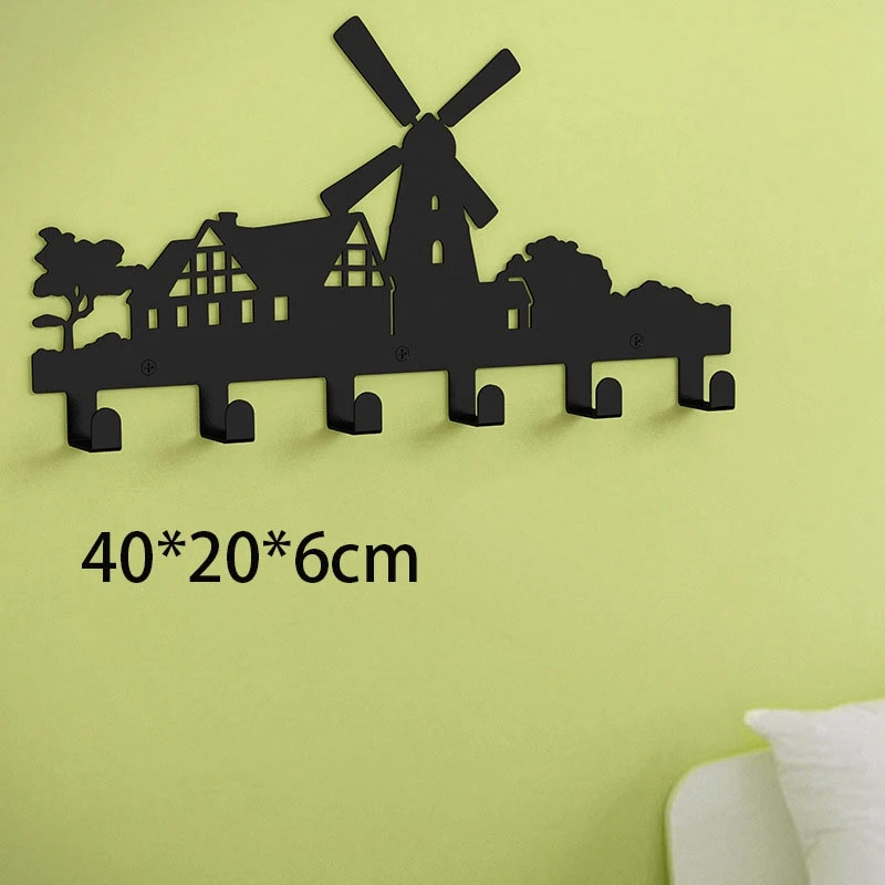 

Iron Hanger Creative Windmill Decoration Clothes Iron Hanger Wall Hanging Door Coat Rack Hook Key Holder Kitchen