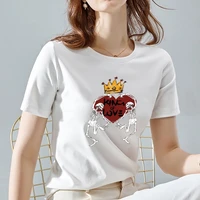 fashion summer womens t shirt round neck casual basis female tops tee ladies love heart print graphic tee women clothes