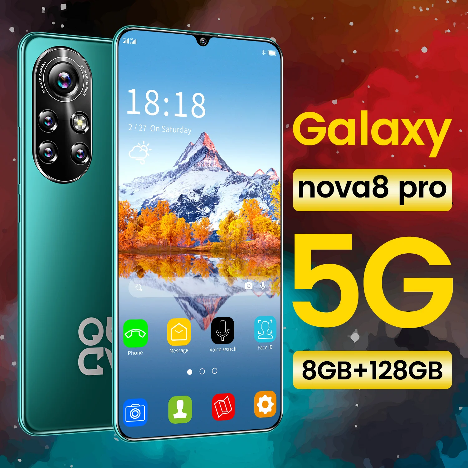 Глобальная версия Galaxy Nova8 Pro 6 8 дюймовый смартфон Android 11 6500 мАч + 256 Гб Full HD экран