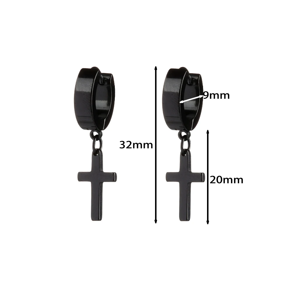 

1Pc Men Cross Stars Punk Dangle Earrings Gothic Woman Stainless Steel Cross Ear Hoop Earrings Huggies Pendant Piercing Jewelry