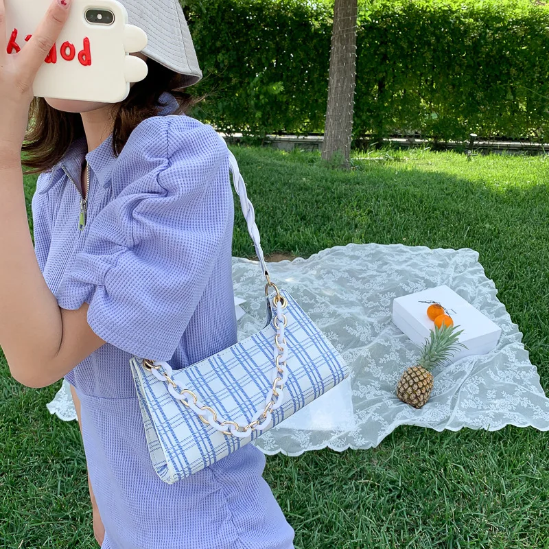 

Fashion Pattern Baguette Bags MINI PU Leather Shoulder Bags for Women Chain Designer Luxury Handbag Female Travel Tote