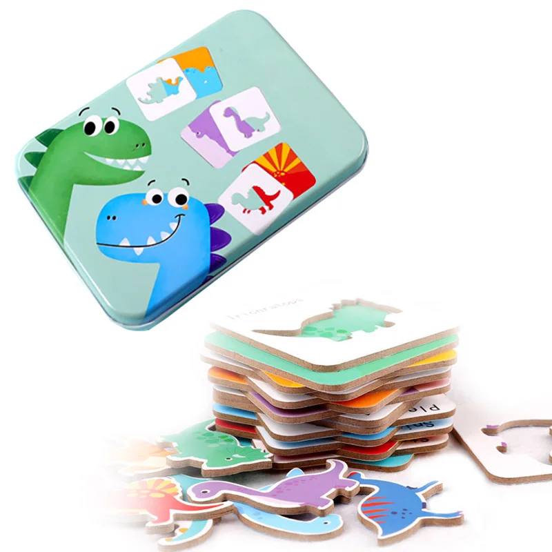 

Children Wooden Puzzle Baby Early Educational Toy Cartoon Animal Wood Jigsaw Puzzles of the Six-in-One Toy