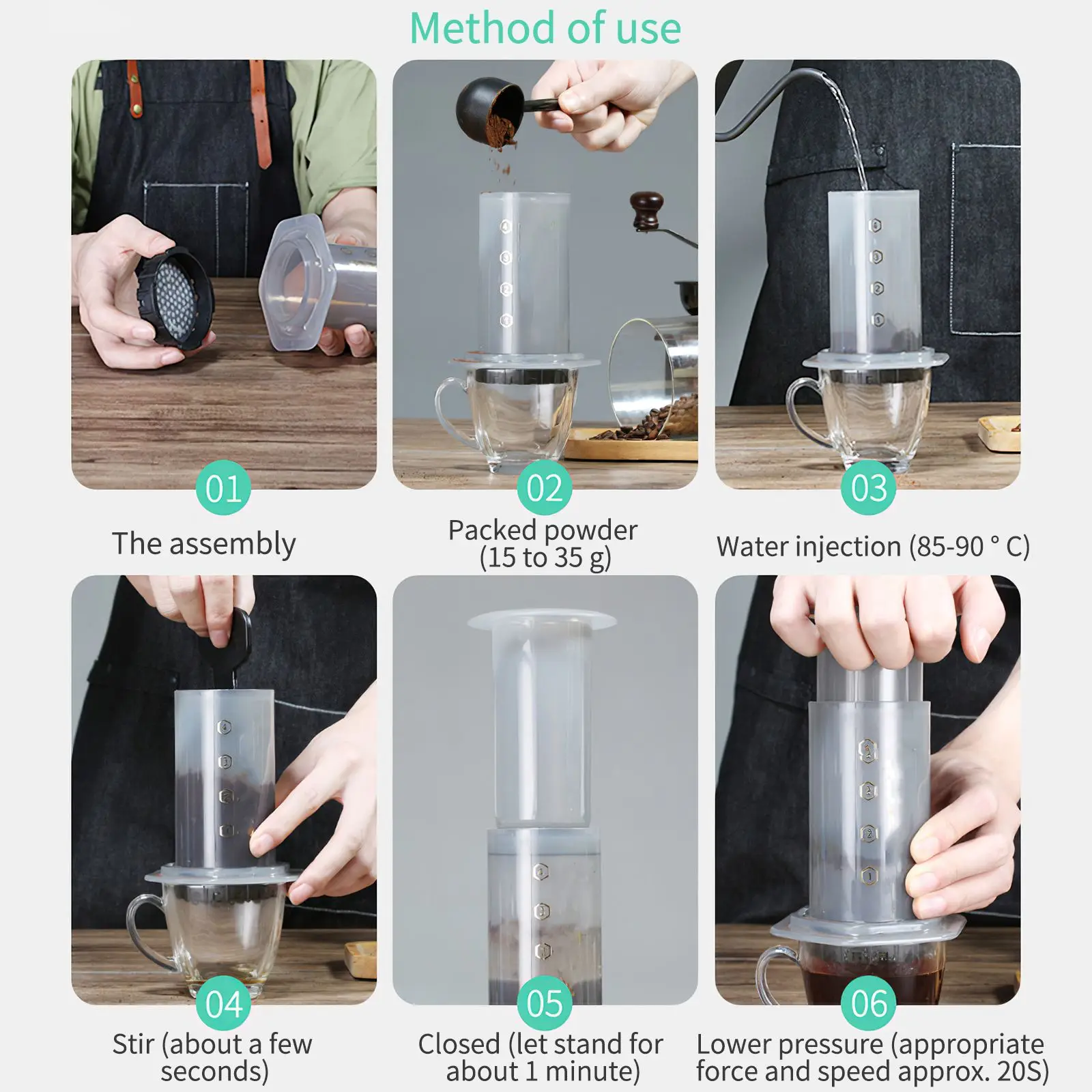 

Filter Glass Espresso Coffee Maker Coffee Pot Press With Filter Double Wall Insulation Design Polish Process CafeCoffee Pot
