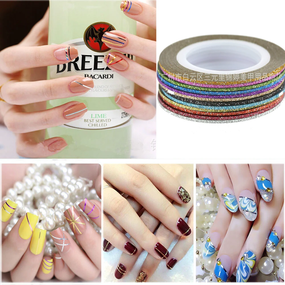 Золотые наклейки для ногтей серебряной нитью 1 мм лак Конфеты телесного Цвет