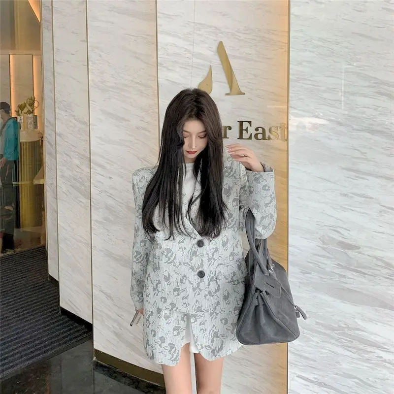 

Блейзер с принтом в стиле пэчворк, Женская Весенняя куртка, пальто, однобортный тонкий свободный Блейзер, Женский Осенний Повседневный Блей...