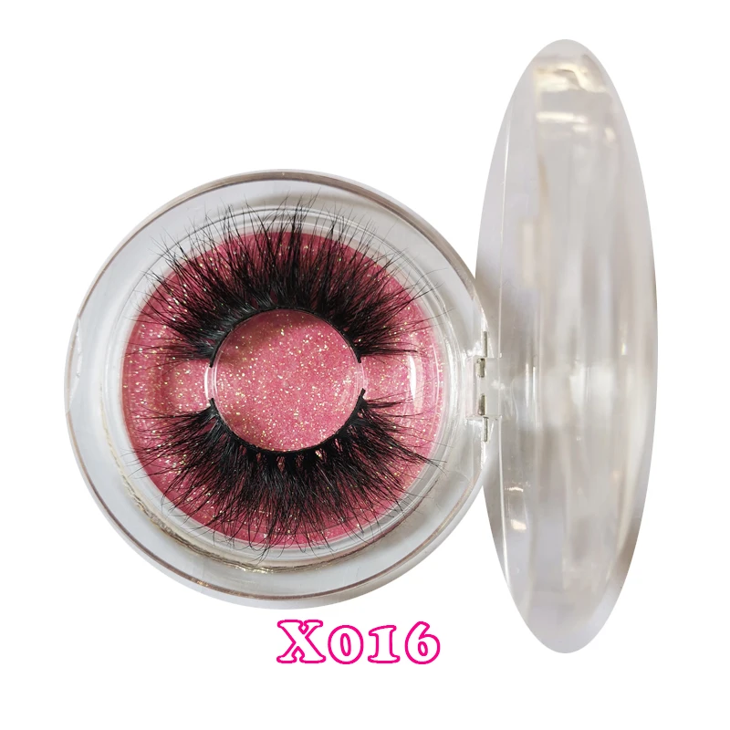 X016-Round box 25 мм макияж ресницы 3D норковые ресницы Заказные Ресницы упаковка пушистые крест накрест драматические норковые Накладные ресницы ручной работы 66 - Цвет: X016-Round box