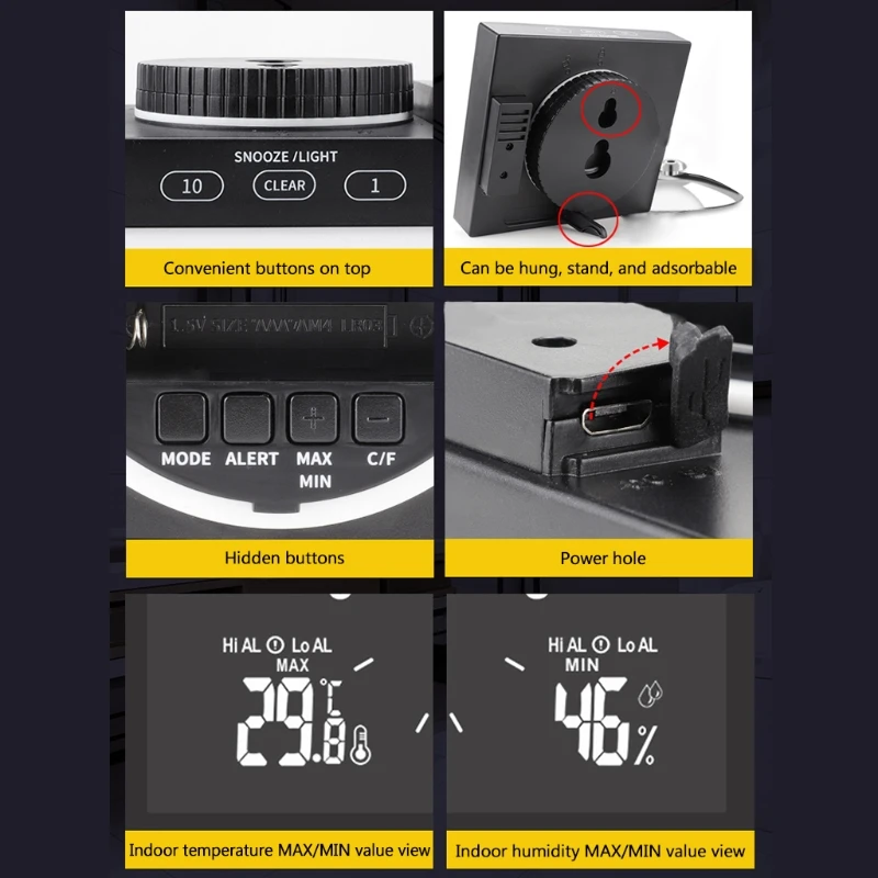 

IP65 Waterproof Bathroom Clock Thermometer Hygrometer Timer Countdown Temperature Humidity Alarm Hang,Stand & Sucker Up