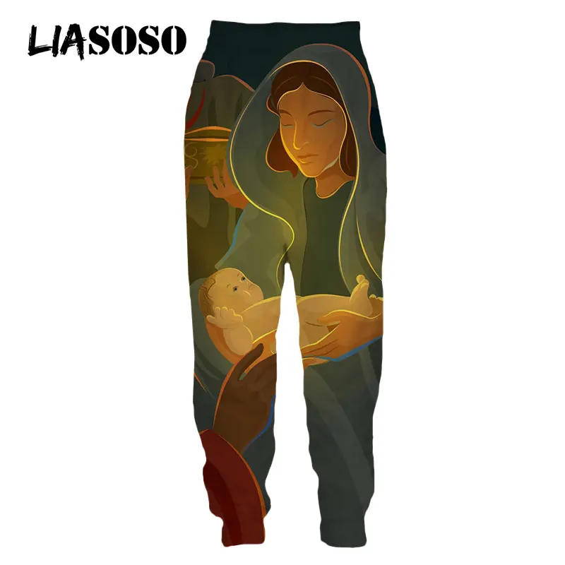 

LIASOSO Religion Christ Jesus BRB Painting Sweatpants Men Women Loose Sweat Pants Jogging Harajuku Pant 3D Print Mens Clothing