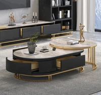 nordic modern minimalist italian style floor cabinet retractable bright marble coffee table