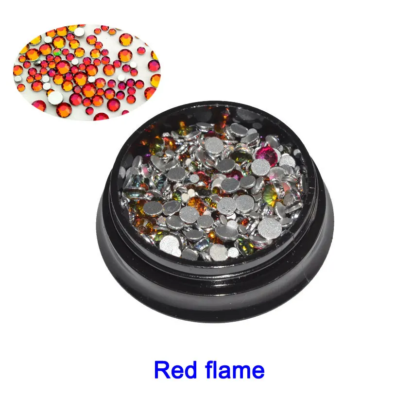 red flame 1 коробка кристаллы опаловые Стразы для ногтей разные размеры стеклянные опаловые стразы аксессуары для ногтей Стразы 3D украшения для ногтей - Цвет: red flame