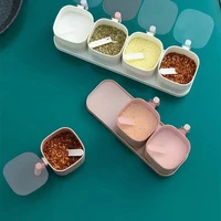 kitchen seasoning box acrylic spice storage salt pepper spice condiment jars container spoons sugar bowl for kitchen gadget