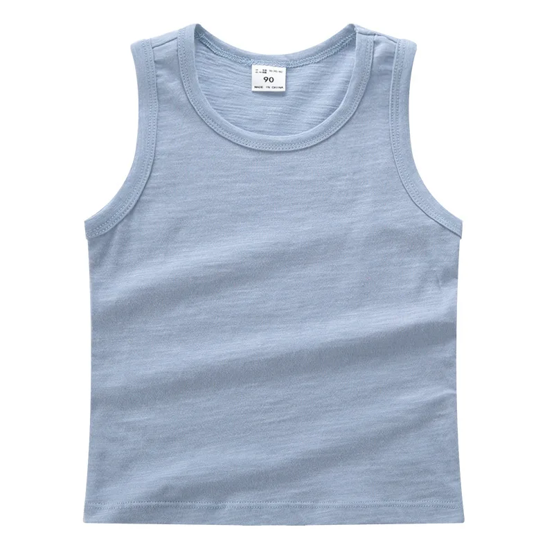 Детское нижнее белье для мальчиков Однотонная майка Топы девочек Летний жилет