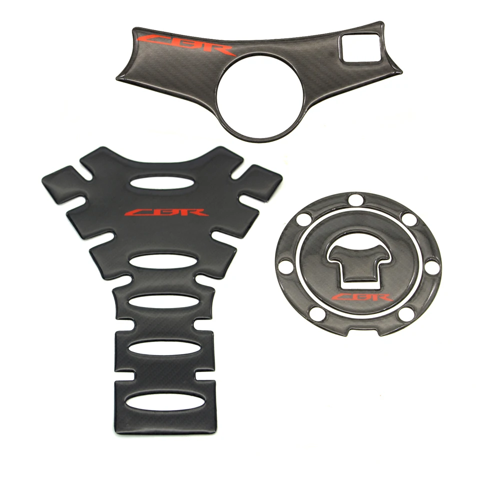 3D Углеродное Волокно Тройной Зажим Заправочного Бака Крышка Защитная Наклейка Декор для мотоцикла Honda CBR600F4 CBR600F4i 1999-2006.