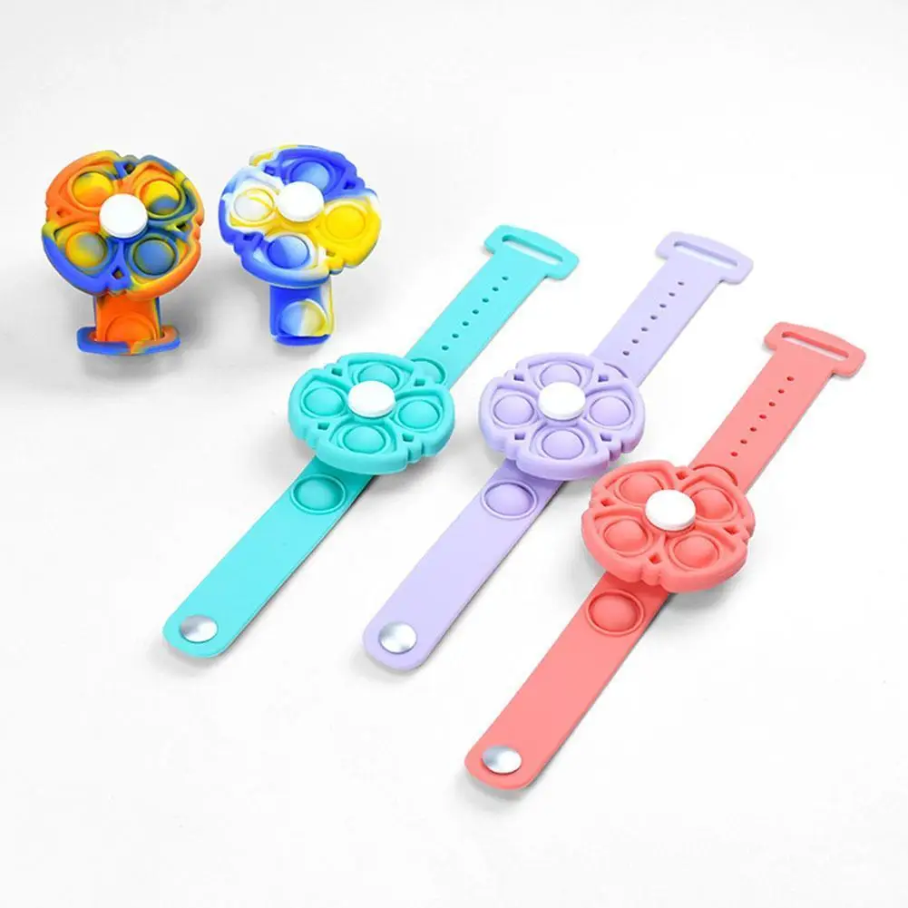 

Silicone Wristband Rotating Push Bubble Bracelet Kid Dimpl Fidget Spinner Toys Sensory Decompression Unzip Bracelets Antistress