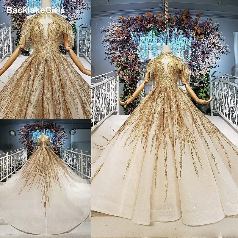 Сверкающие Золотые с блестками длинные мусульманские Вечерние платья 2020 Бальное