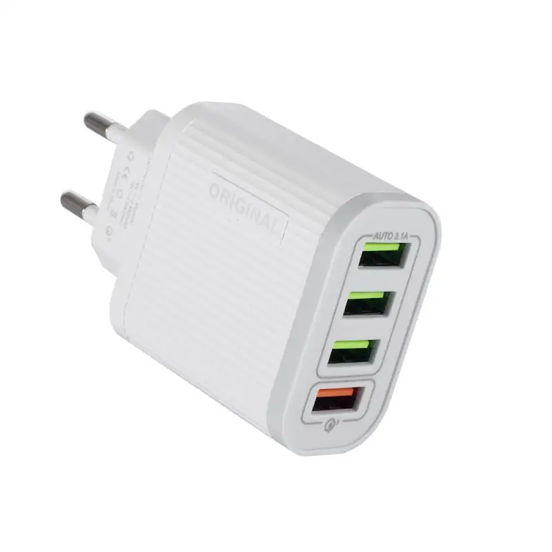 EU/US Plug USB Charger 3A Quik Charge 3.0 Mobile Phone Charger For iPhone 12 Samsung Xiaomi redmi 4 Port Fast Wall Chargers