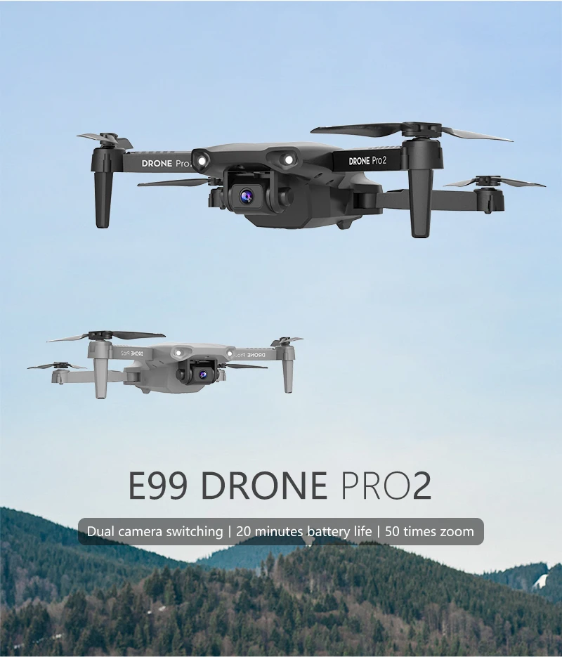 Мини Квадрокоптер E99Pro складной 4K Wi Fi Fpv|Радиоуправляемые вертолеты| |