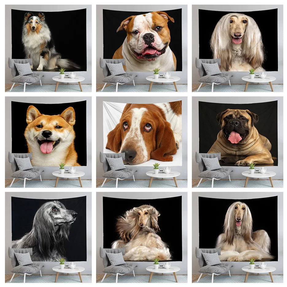 Милый гобелены с изображением животных настенный гобелен Мопс Одеяло дом Декор