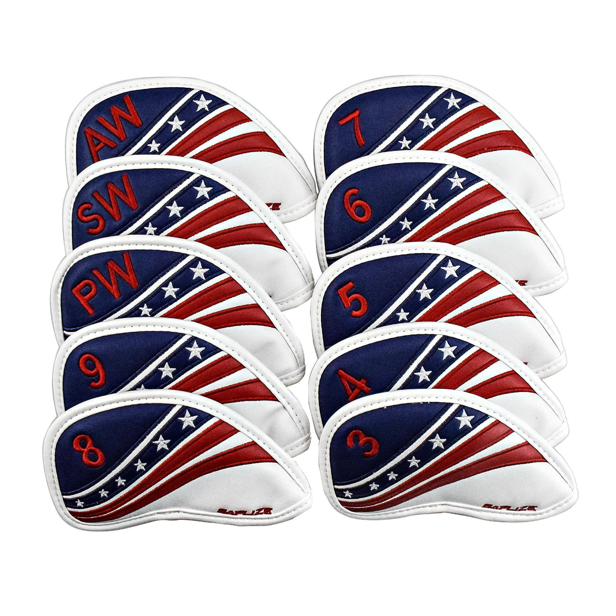 SAPLIZE 10 шт. набор металлических чехлов для гольфа из искусственной кожи Флаг США