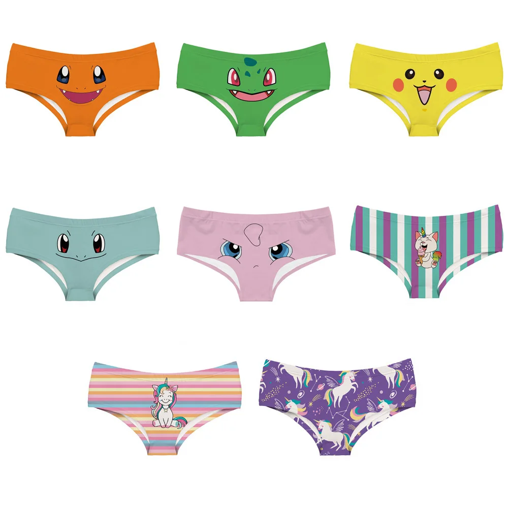 

Anime Baokemeng printing seamless breathable women's underwear low waist sexy briefs