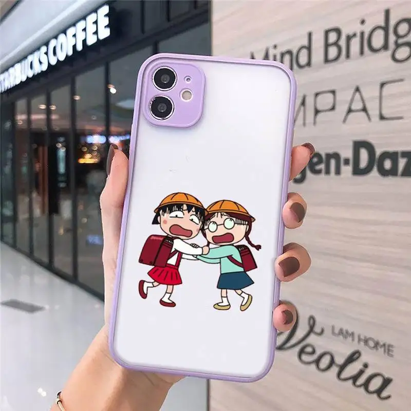 

cute Chibi Maruko-chan Phone Case Matte Transparent for iPhone 7 8 11 12 s mini pro X XS XR MAX Plus cover funda