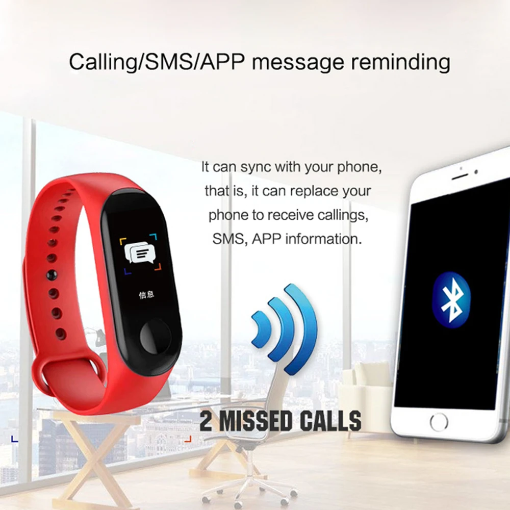 M3 Color Screen Smart Silicone Bracelet Heart Rate Sleep Monitoring Fitness Calorie Consumption Unisex Birthday Gift | Электроника