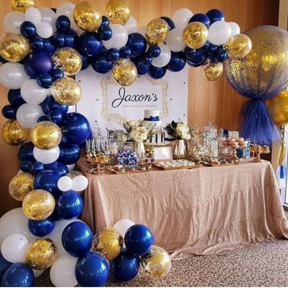 40 шт. светящиеся синие латексные шары с золотым металлическим хромом для