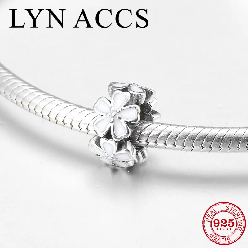 Бусины-разделители из серебра 926 пробы с белой эмалью | Украшения и аксессуары